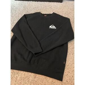 Quiksilver Men’s Black Fleece-Lined Crewneck Pullover Sweatshirt Size L
